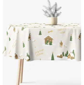 ubrus Vánoční oválný ubrus 100% bavlněné plátno - Pásli ovce Valaši 120 x 160 cm