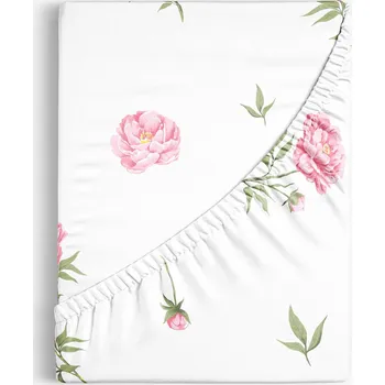 Prostěradlo Bavlněné napínací prostěradlo - Pivoňky 90 x 200 cm