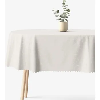 ubrus Sváteční oválný teflonový ubrus - smetanový s velkými ornamenty 120 x 160 cm