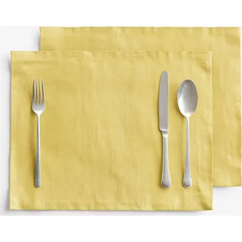ubrus Prostírání na stůl ze lněné směsi - žluté - sada 2ks 30 x 40 cm