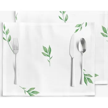 ubrus Prostírání na stůl 100% bavlněné plátno - Olivové lístky - sada 2ks 30 x 40 cm