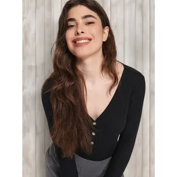 Body Sinsay - Body s&nbsp;dlouhými rukávy - černá - 221AC-99X - 221AC-99X-XL-1