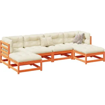 Zahradní sestava vidaXL 6dílná zahradní sedací souprava masivní borovice [3299563] Barva: Voskově hnědá