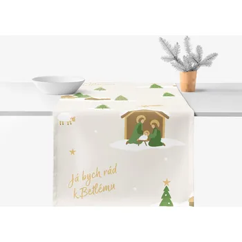 ubrus Vánoční běhoun na stůl 100% bavlněné plátno - Pásli ovce Valaši 20x120 cm