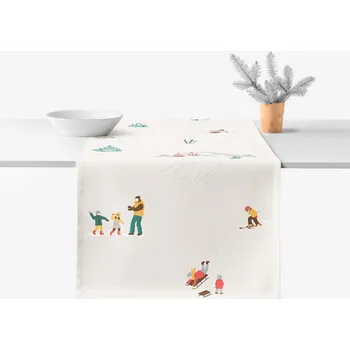 ubrus Běhoun na stůl 100% bavlněné plátno - Zimní radovánky 35x120 cm