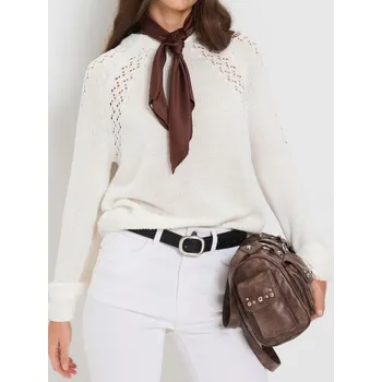 Dámský svetr Sinsay - Prolamovaný svetr - krémová - 498HC-01X - 498HC-01X-XS