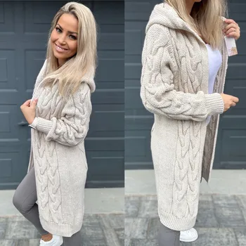 Dámský svetr Pletený kardigan SOFI Barva: Béžová