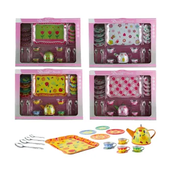 Dětské zboží Čajová plechová sada s potiskem 19 dílná