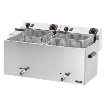 fritéza Fritéza elektrická dvojitá 0,74 kW/l, 11+11 l stolní s výpustí 400 V | REDFOX - FE 1010 T