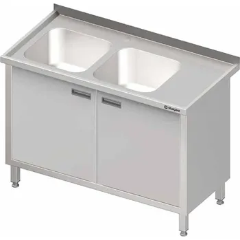 Dětský stůl STALGAST Stůl s dvoukomorovým dřezem po levé straně, křídlové dveře 1100x600x850 mm | STALGAST, 980886110