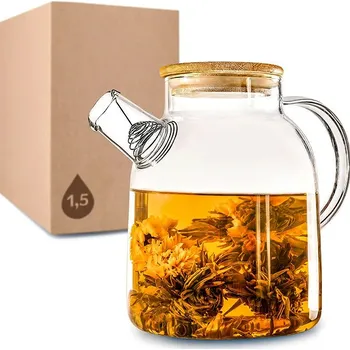 Konvice na čaj Cosumy Skleněná konvice 1,5 l s filtrem ve výlevce a bambusovým víčkem