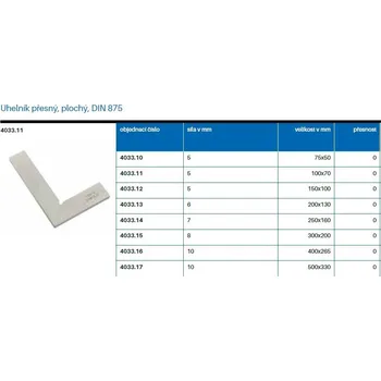 Úhloměr Úhelník přesný plochý 75x50 mm DIN875/0 , KMITEX KCZ-4033.10