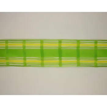 Stuha Kostková stuha s monofilem a drátem, 40mm, zelená