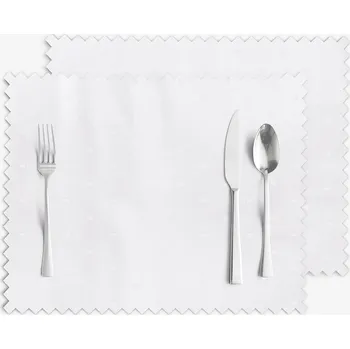 ubrus Sváteční prostírání na stůl teflonové - bílé s lesklými obdélníčky - sada 2ks 30 x 40 cm