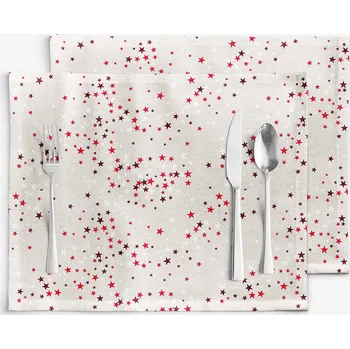 ubrus Prostírání na stůl Valencia - Hvězdičky na režné - sada 2ks 30 x 40 cm