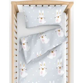 Povlečení Dětské bavlněné povlečení do postýlky - Zasnění králíčci 100 x 135 a 40 x 60 cm