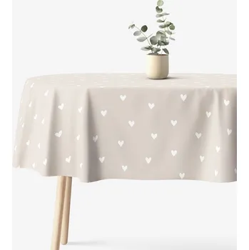 ubrus Oválný ubrus 100% bavlněné plátno - Srdíčka na latte 120 x 160 cm