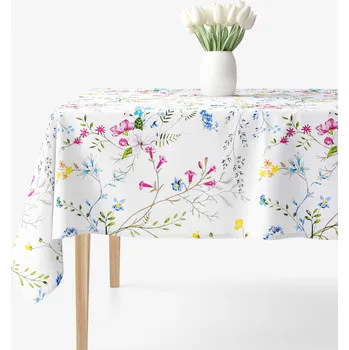 ubrus Hranatý ubrus 100% bavlněné plátno - Malované luční květiny 80 x 80 cm