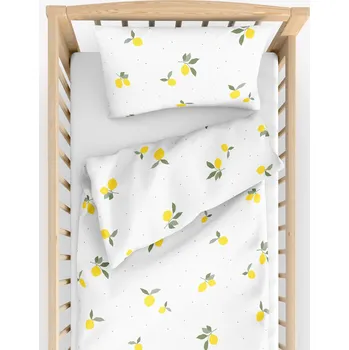 Povlečení Dětské bavlněné povlečení do postýlky - Citrony 90 x 130 a 40 x 60 cm