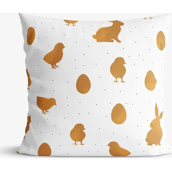 Povlak na polštářek Velikonoční povlak na polštář z pevné bavlny - Zlaté symboly Velikonoc 40 x 60 cm