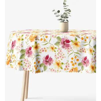 ubrus Oválný teflonový ubrus - Květy ibišku 120 x 160 cm