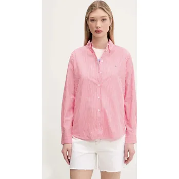 Dámská košile Tommy Jeans dámská růžová pruhovaná košile - XS