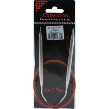 Galanterie ChiaoGoo Knit Red ergonomické fixní kruhové jehlice 80 Cm 8mm (ChiaoGoo SS Knit RED™ Circulars - 32" 80 cm 8mm)