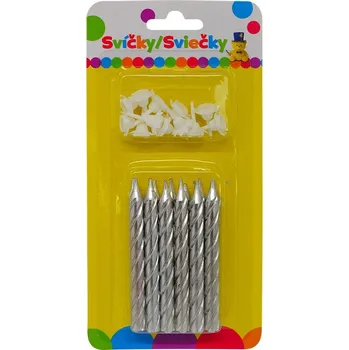 Magnetická kreslící tabulka Narozeninová JUMBO svíčka metalická stříbrná se třpytkami 12ks