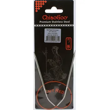 Jehlice ChiaoGoo Knit Red ergonomické fixní kruhové jehlice 40 Cm 3,5mm (ChiaoGoo SS Knit RED™ Circulars - 16" 40 cm 3,5mm)