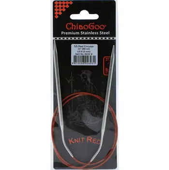 Jehlice ChiaoGoo Knit Red ergonomické fixní kruhové jehlice 80 Cm 5mm (ChiaoGoo SS Knit RED™ Circulars - 32" 80 cm 5mm)
