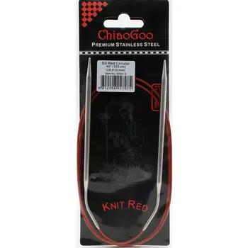Galanterie ChiaoGoo Knit Red ergonomické fixní kruhové jehlice 100 Cm 5mm (ChiaoGoo SS Knit RED™ Circulars - 40" 100 cm 5mm)