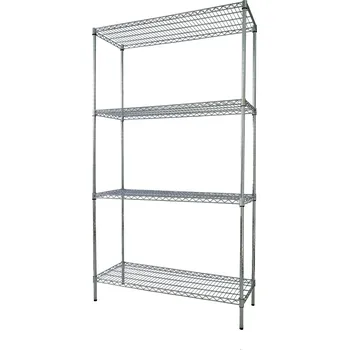 Dílenský regál TECHNICA Regál z chromované oceli, 4- policový, 900x450x1800 mm | TECHNICA, Silver Line