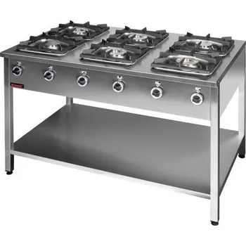 Sporák KROMET Volně stojící plynový vařič 6-hořák, 1350x850x850 mm | KROMET, 000.KG-6L