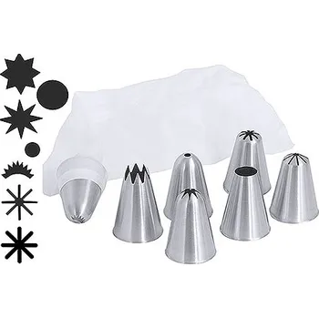 CONTACTO Sada 7 dekoračních koncovek z nerezové oceli + zdobící sáček | CONTACTO, 1711/007