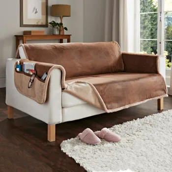 Přehoz na lůžko Přehoz na křeslo Sherpa hnědá 196x213 cm