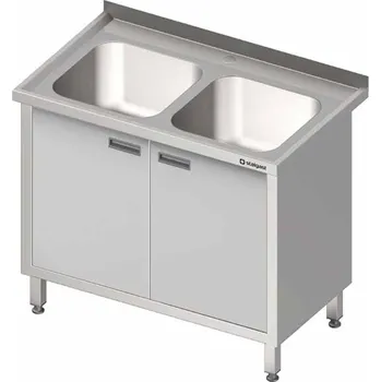 Dětský stůl STALGAST Stůl s dvoukomorovým dřezem, křídlové dveře 1000x600x850 mm | STALGAST, 980866100