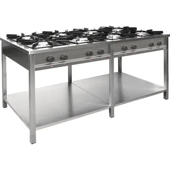 Sporák EGAZ Plynový gastronomický sporák 8-hořákový, 1700x700x850 mm s policí, 41,5 kW | EGAZ, TGP-8740.III