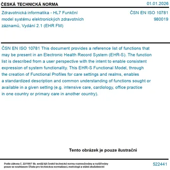 ČSN EN ISO 10781 - Zdravotnická informatika - HL7 Funkční model systému elektronických zdravotních záznamů, Vydání 2.1 (EHR FM) - Tisk