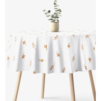 ubrus Kulatý ubrus 100% bavlněné plátno - Hnědé podzimní lístky Ø 100 cm
