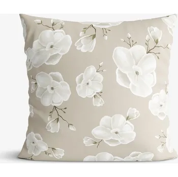 Povlak na polštářek Dekorační povlak na polštář - Bílé květy 45 x 45 cm