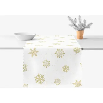 ubrus Běhoun na stůl teflonový - Zlaté sněhové vločky 20x120 cm