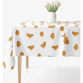 ubrus Velikonoční hranatý ubrus z pevné bavlny - Zlaté symboly Velikonoc 80 x 80 cm