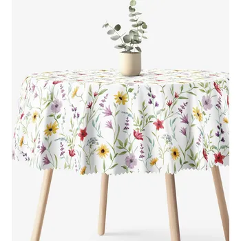 ubrus Kulatý teflonový ubrus - Barevné jarní kvítí Ø 100 cm