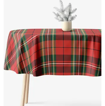 ubrus Oválný ubrus 100% bavlněné plátno - Červené káro 120 x 160 cm