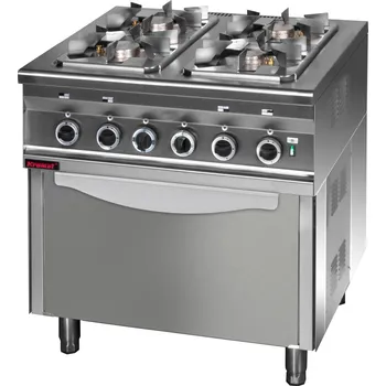 Sporák KROMET Plynový vařič 4-hořák, s elektrickou troubou 800x700x900 mm | KROMET, 000.KG-4s/PE-1