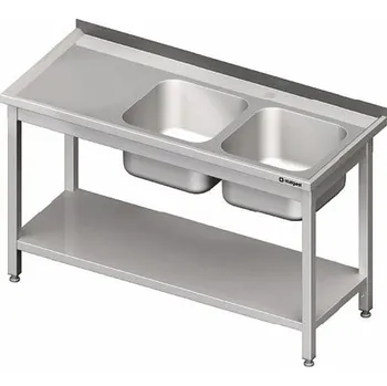 Dětský stůl STALGAST Stůl s dvoukomorovým dřezem po pravé straně s policí 1300x600x850 mm | STALGAST, 980826130