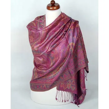 Šála Hedvábná šála Super velká fialová jemně do šeda