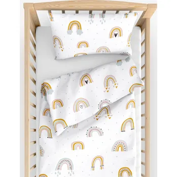 Povlečení Dětské bavlněné povlečení do postýlky - Malované duhy 100 x 135 a 40 x 60 cm