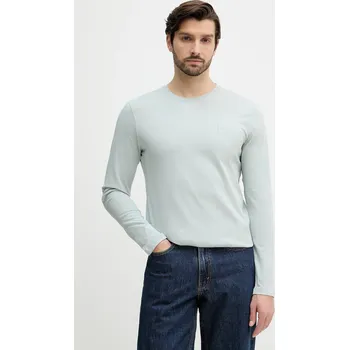 Pánské tričko Bavlněné tričko s dlouhým rukávem BOSS Orange 50512111 tyrkysová 06X, vel. XXXL