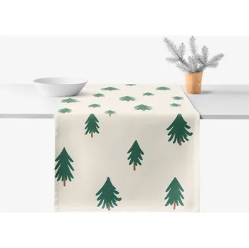 ubrus Běhoun na stůl z pevné bavlny - Stromečky na režném 20x120 cm